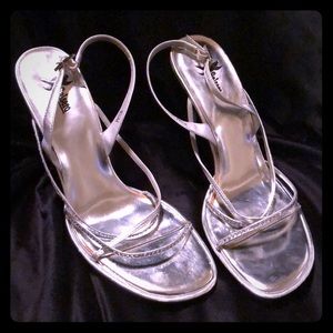 Vintage Rhinestone Strappy Silver Heels Prom